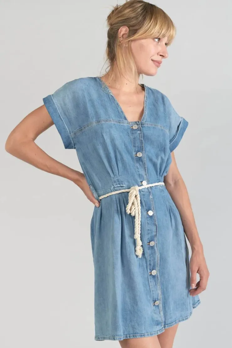 Femme Le Temps des Cerises Robes-Robe Eourres En Jeans Bleu
