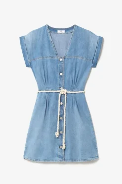 Femme Le Temps des Cerises Robes-Robe Eourres En Jeans Bleu