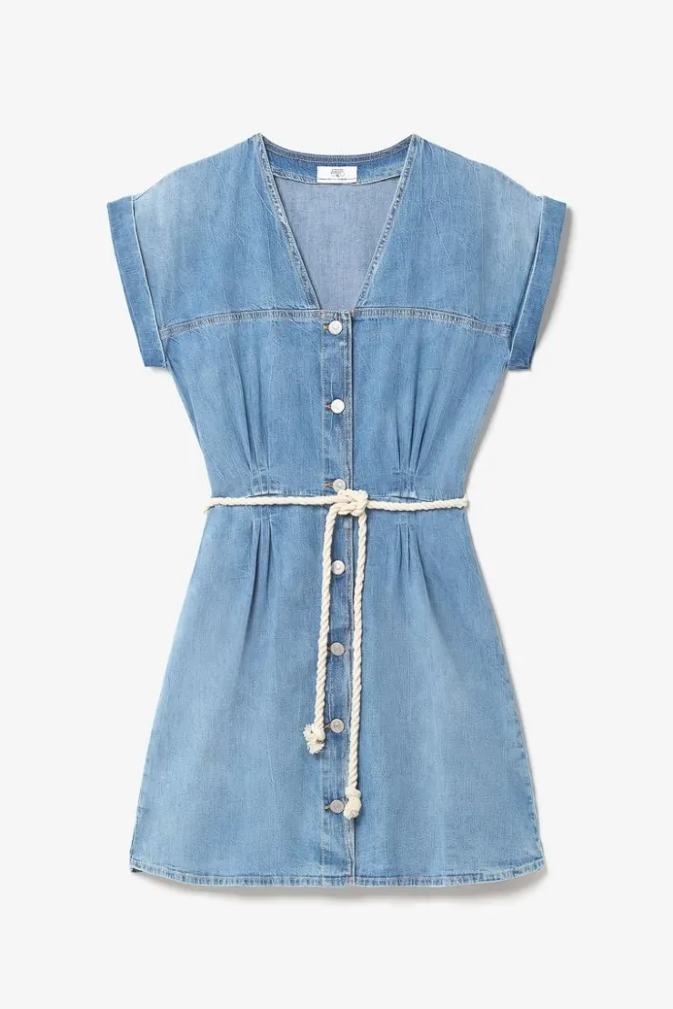 Femme Le Temps des Cerises Robes-Robe Eourres En Jeans Bleu