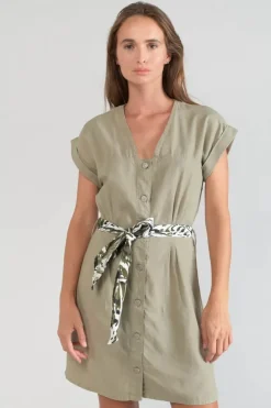 Femme Le Temps des Cerises Robes-Robe Eourres Kaki Clair