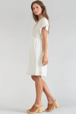 Femme Le Temps des Cerises Robes-Robe Lia Ajouree Blanche