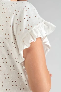 Femme Le Temps des Cerises Robes-Robe Lia Ajouree Blanche