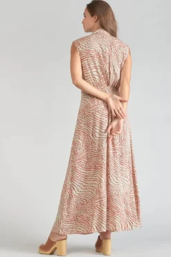 Femme Le Temps des Cerises Robes-Robe Longue Cuoco A Motif Orange Et Noir