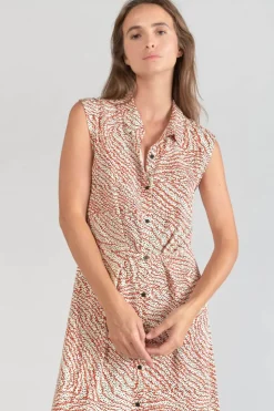 Femme Le Temps des Cerises Robes-Robe Longue Cuoco A Motif Orange Et Noir