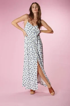 Femme Le Temps des Cerises Robes-Robe Longue Evita Tie And Dye Bleu