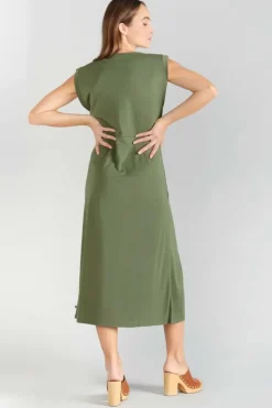 Femme Le Temps des Cerises Robes-Robe Longue Gana Kaki