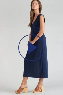 Femme Le Temps des Cerises Robes-Robe Longue Nata Bleu Marine