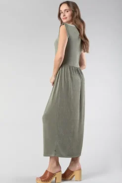 Femme Le Temps des Cerises Robes-Robe Longue Nata Kaki