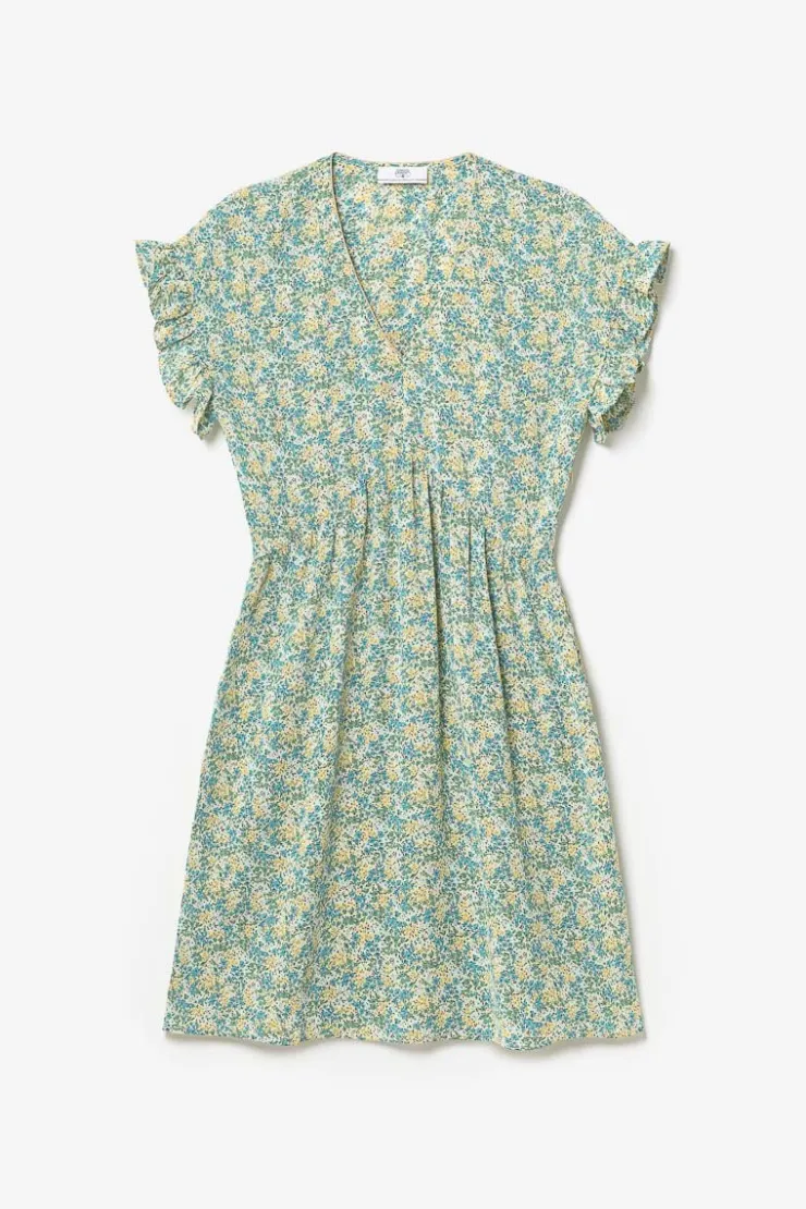Femme Le Temps des Cerises Robes-Robe Tate A Motif Fleuri Vert Et Bleu