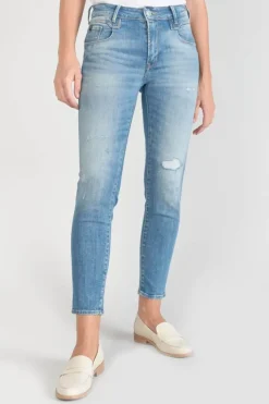 Femme Le Temps des Cerises Coupe Slim-Sabi Pulp Slim Taille Haute 7/8Eme Jeans Destroy Bleu N°3