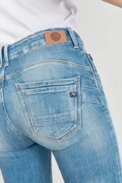 Femme Le Temps des Cerises Coupe Slim-Sabi Pulp Slim Taille Haute 7/8Eme Jeans Destroy Bleu N°3