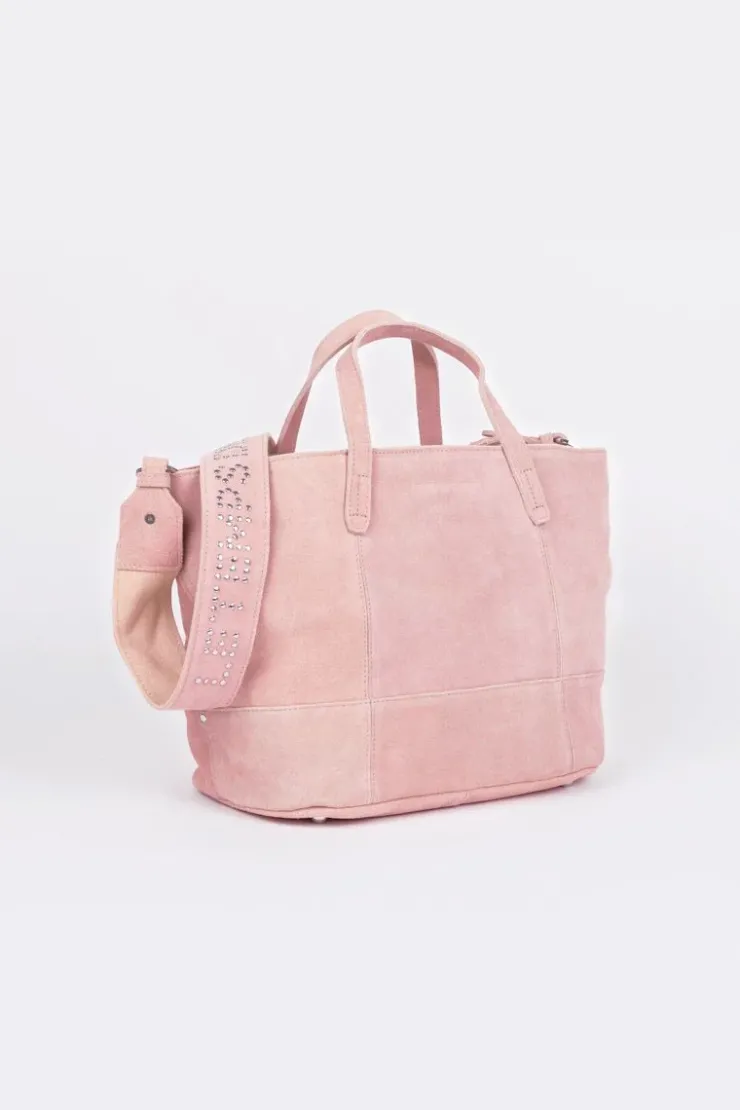 Femme Le Temps des Cerises Sacs & Portefeuilles-Sac Astier En Cuir Suede Rose Poudre