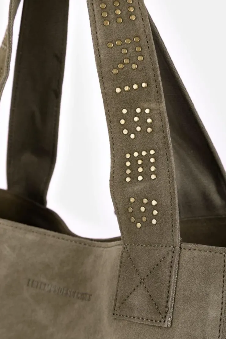 Femme Le Temps des Cerises Sacs & Portefeuilles-Sac Cabas Micky En Cuir Suede Kaki