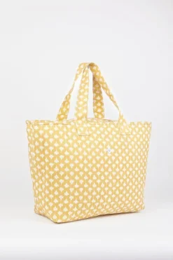 Femme Le Temps des Cerises Sacs & Portefeuilles-Sac Cabas Micky Jaune A Motif Fleuri