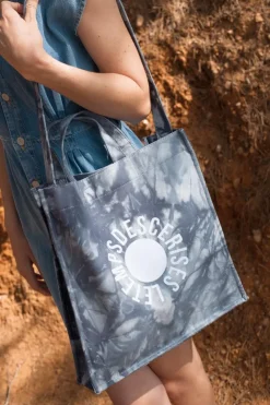 Femme Le Temps des Cerises Sacs & Portefeuilles-Sac De Shopping Lina Tie And Dye Bleu Gris