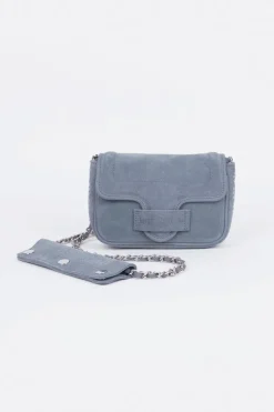 Femme Le Temps des Cerises Sacs & Portefeuilles-Sac Klelia En Cuir Suede Bleu Gris