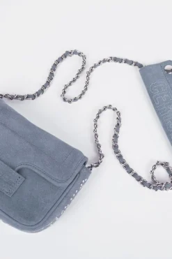 Femme Le Temps des Cerises Sacs & Portefeuilles-Sac Klelia En Cuir Suede Bleu Gris