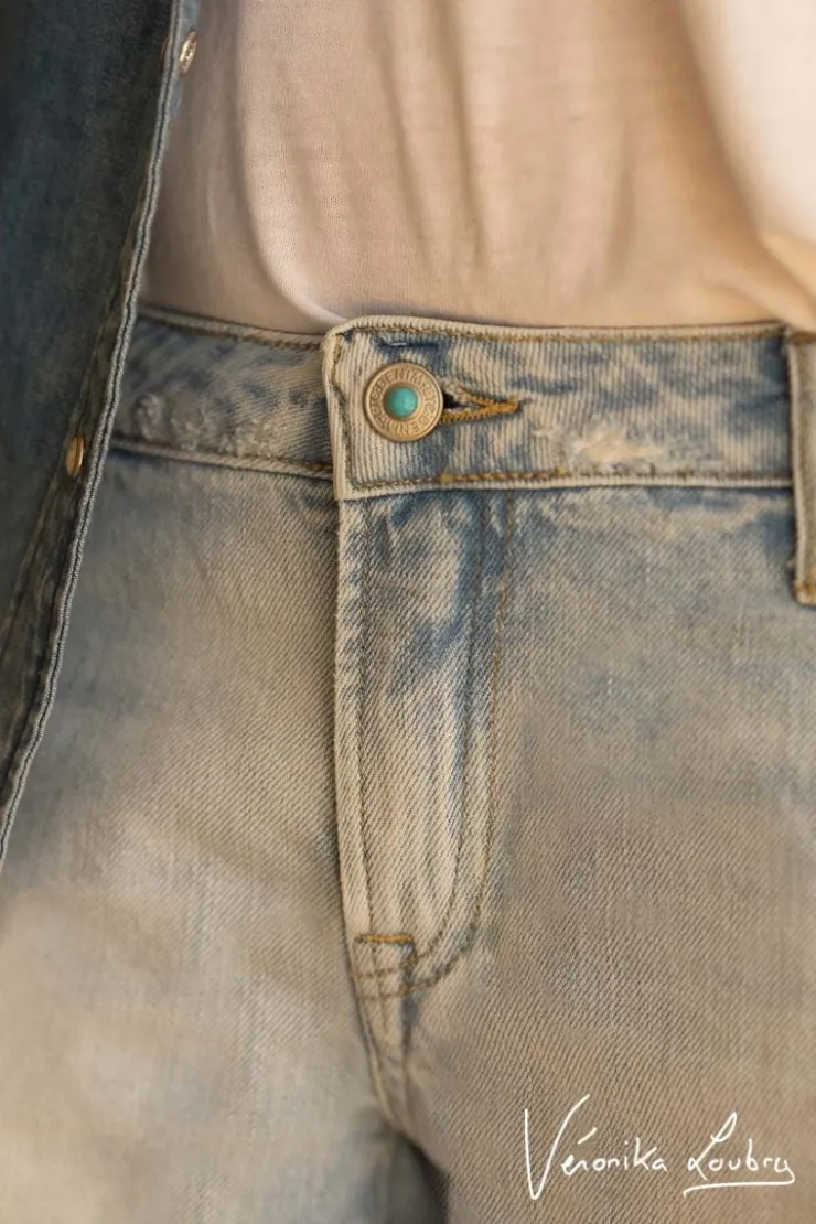 Femme Le Temps des Cerises Jupes & Shorts-Short Court Veronika En Jeans Bleu Clair By Veronika Loubry