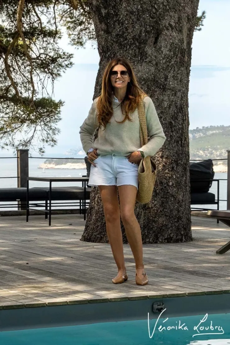 Femme Le Temps des Cerises Jupes & Shorts-Short Court Veronika En Jeans Blanc By Veronika Loubry