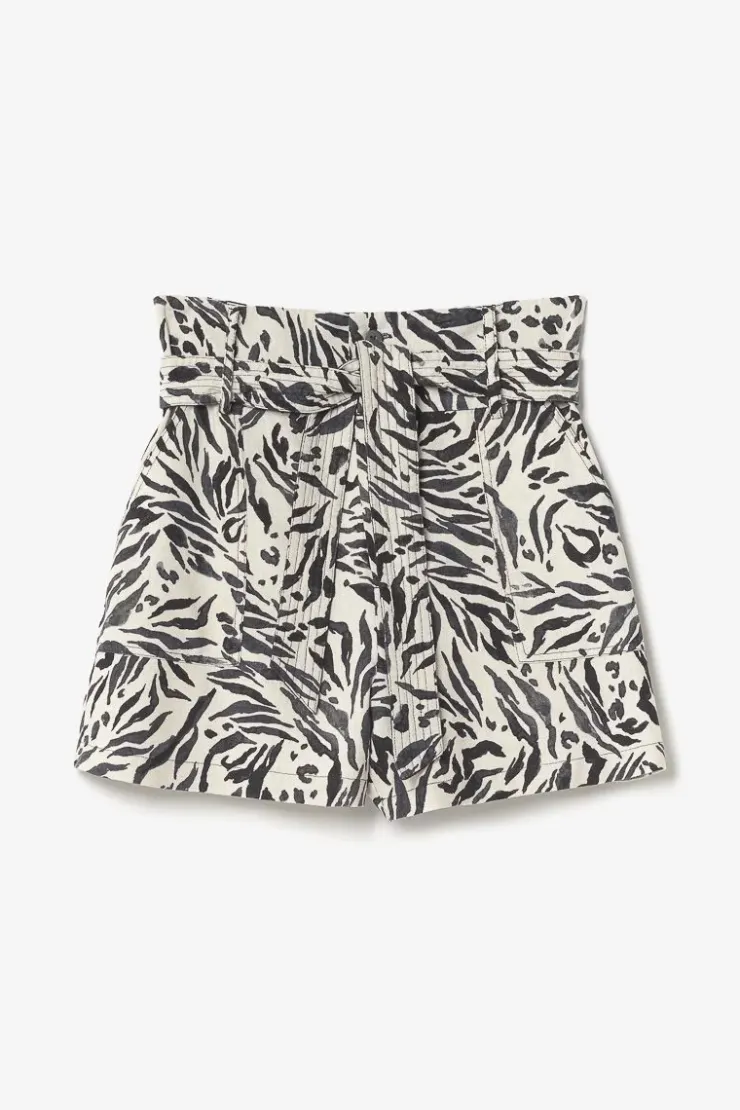 Femme Le Temps des Cerises Shorts & Jupes-Short En Lin Melange Lest A Motif Animalier