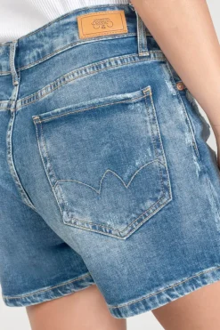 Femme Le Temps des Cerises Coupe Criss Cross-Short Mosta En Jeans Bleu A Fermeture Asymetrique
