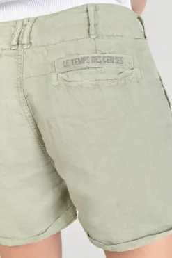 Femme Le Temps des Cerises Shorts & Jupes-Short Pagode En Lin Kaki Clair
