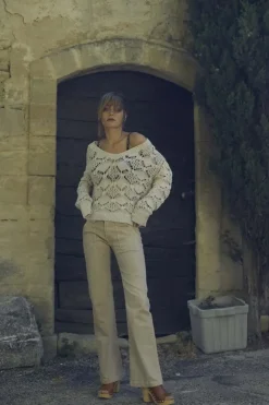 Femme Le Temps des Cerises Coupe Flare / Bootcut-Sormiou Flare Jeans Beige Sable