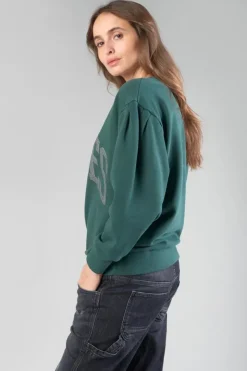 Femme Le Temps des Cerises Pulls & Sweats & Cardigans-Sweat Moa Vert Bouteille Imprime
