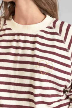 Femme Le Temps des Cerises Pulls & Sweats & Cardigans-Sweatshirt Koa Mariniere Prune