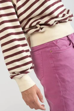 Femme Le Temps des Cerises Pulls & Sweats & Cardigans-Sweatshirt Koa Mariniere Prune