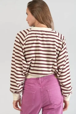 Femme Le Temps des Cerises Pulls & Sweats & Cardigans-Sweatshirt Koa Mariniere Prune