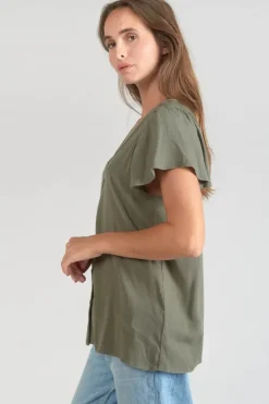 Femme Le Temps des Cerises Tops-Top Aube En Tencel Kaki