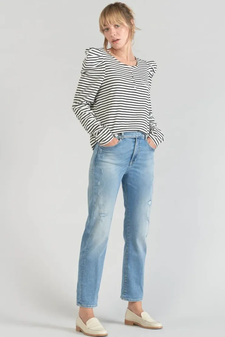 Femme Le Temps des Cerises T-Shirts & Débardeurs-Top Demi A Rayures Noires Et Blanches