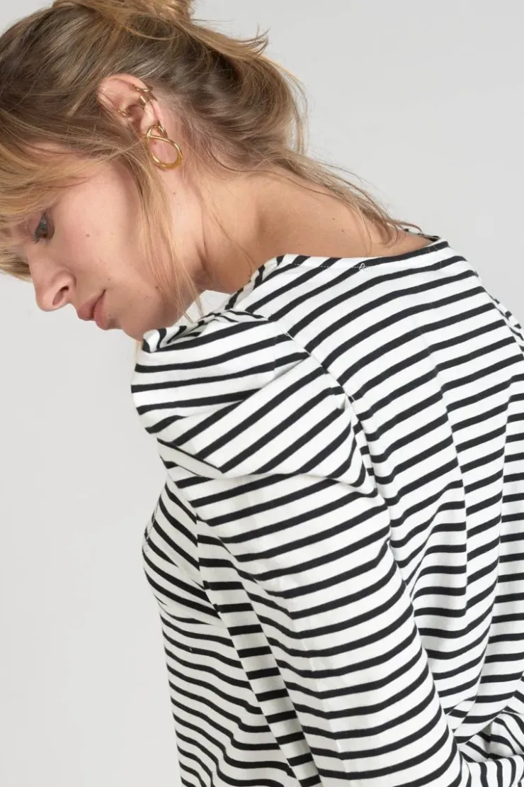 Femme Le Temps des Cerises T-Shirts & Débardeurs-Top Demi A Rayures Noires Et Blanches