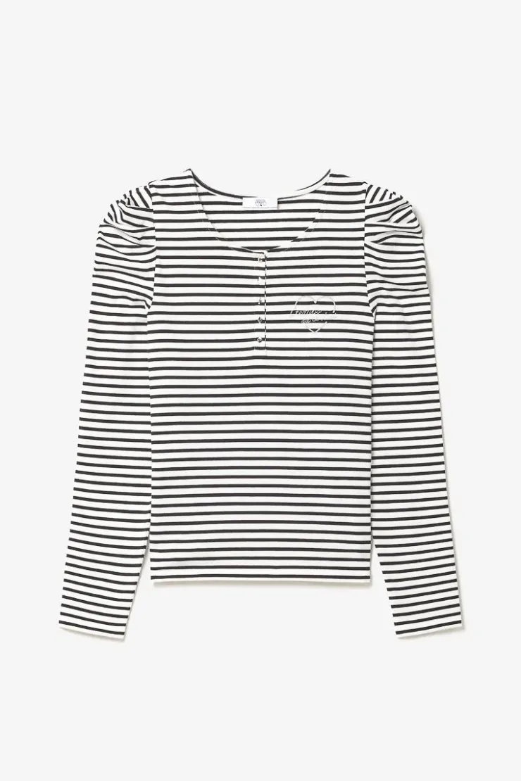 Femme Le Temps des Cerises T-Shirts & Débardeurs-Top Demi A Rayures Noires Et Blanches