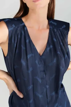 Femme Le Temps des Cerises Tops-Top Missou En Jacquard Bleu Marine