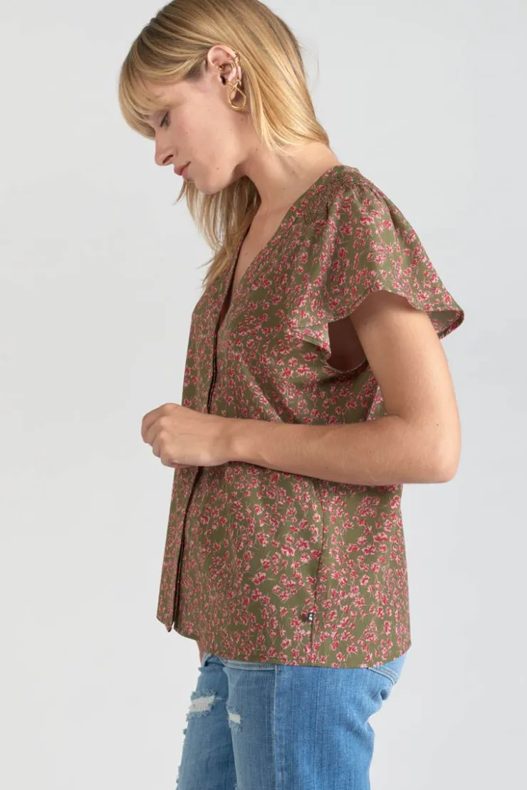 Femme Le Temps des Cerises Tops-Top Norine Kaki A Motif Fleuri