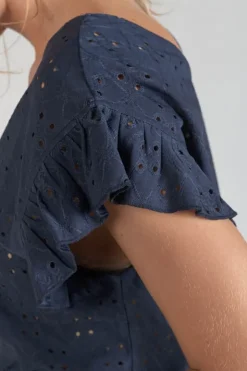 Femme Le Temps des Cerises Tops-Top Pedrina Ajoure Bleu Marine