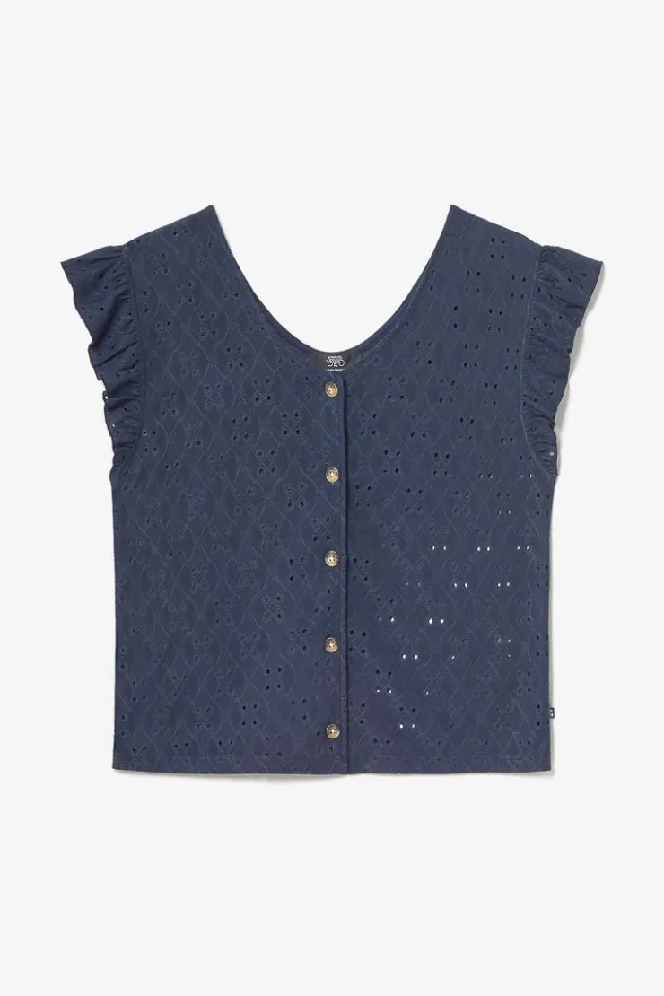 Femme Le Temps des Cerises Tops-Top Pedrina Ajoure Bleu Marine