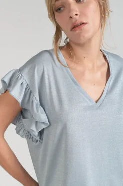 Femme Le Temps des Cerises T-Shirts & Débardeurs-Top Ryls Bleu Ciel Irise