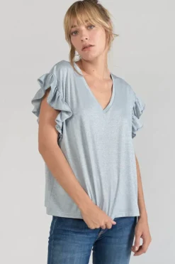 Femme Le Temps des Cerises T-Shirts & Débardeurs-Top Ryls Bleu Ciel Irise