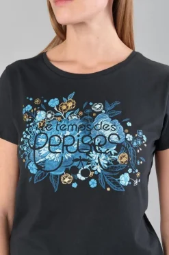 Femme Le Temps des Cerises T-Shirts & Débardeurs-T-Shirt Gracy Noir Imprime