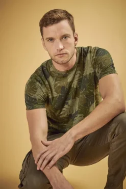 Homme Le Temps des Cerises T-Shirts & Polos-T-Shirt Jung A Motif Jungle Kaki