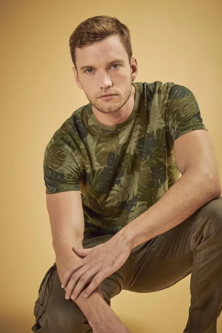 Homme Le Temps des Cerises T-Shirts & Polos-T-Shirt Jung A Motif Jungle Kaki