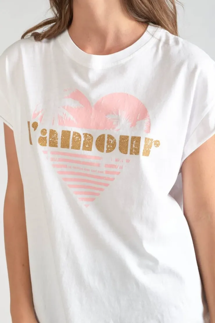 Femme Le Temps des Cerises T-Shirts & Débardeurs-T-Shirt Miya Blanc Imprime