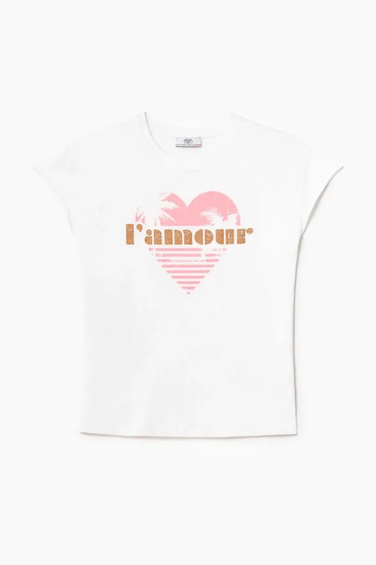 Femme Le Temps des Cerises T-Shirts & Débardeurs-T-Shirt Miya Blanc Imprime
