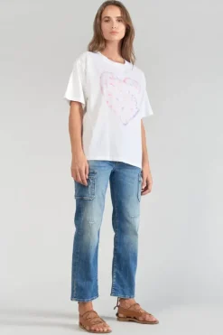 Femme Le Temps des Cerises T-Shirts & Débardeurs-T-Shirt Moona Blanc Imprime