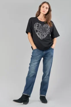 Femme Le Temps des Cerises T-Shirts & Débardeurs-T-Shirt Oraya Noir A Strass