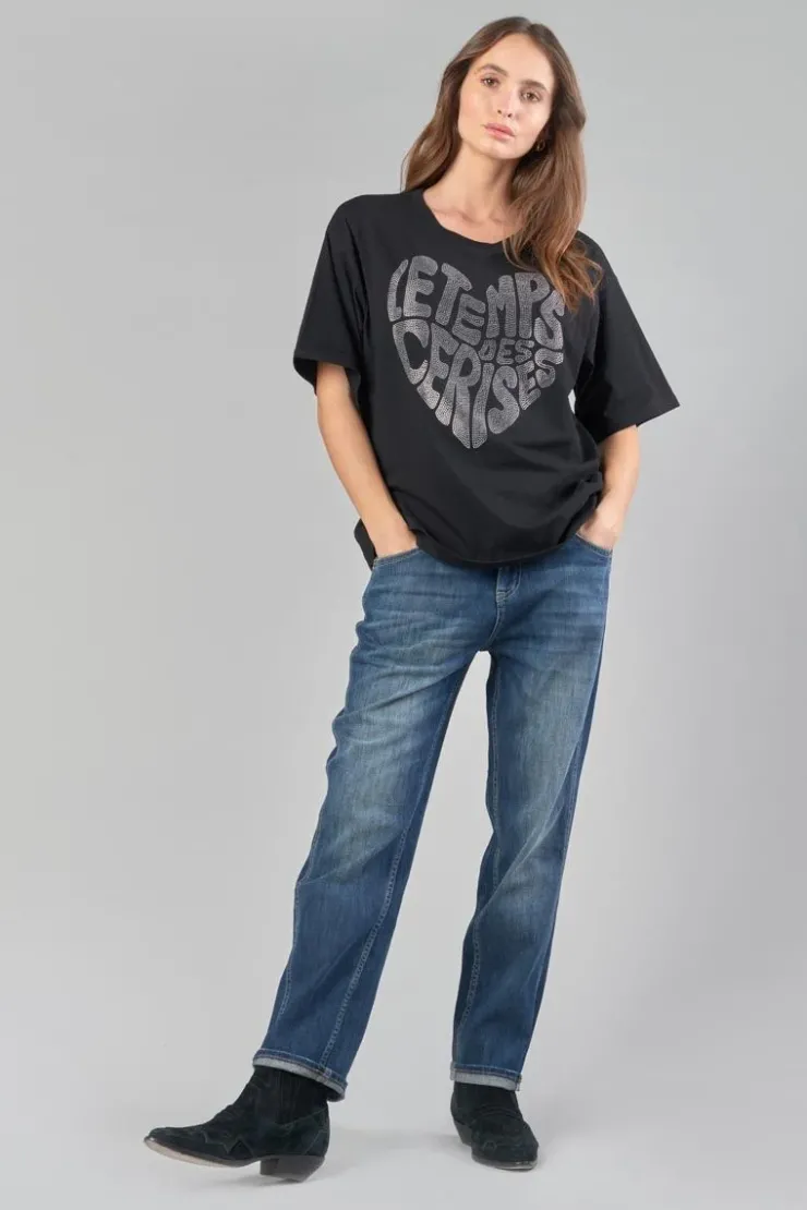 Femme Le Temps des Cerises T-Shirts & Débardeurs-T-Shirt Oraya Noir A Strass