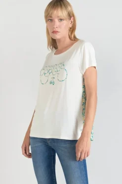 Femme Le Temps des Cerises T-Shirts & Débardeurs-T-Shirt Romi Bi-Matiere Imprime Vert